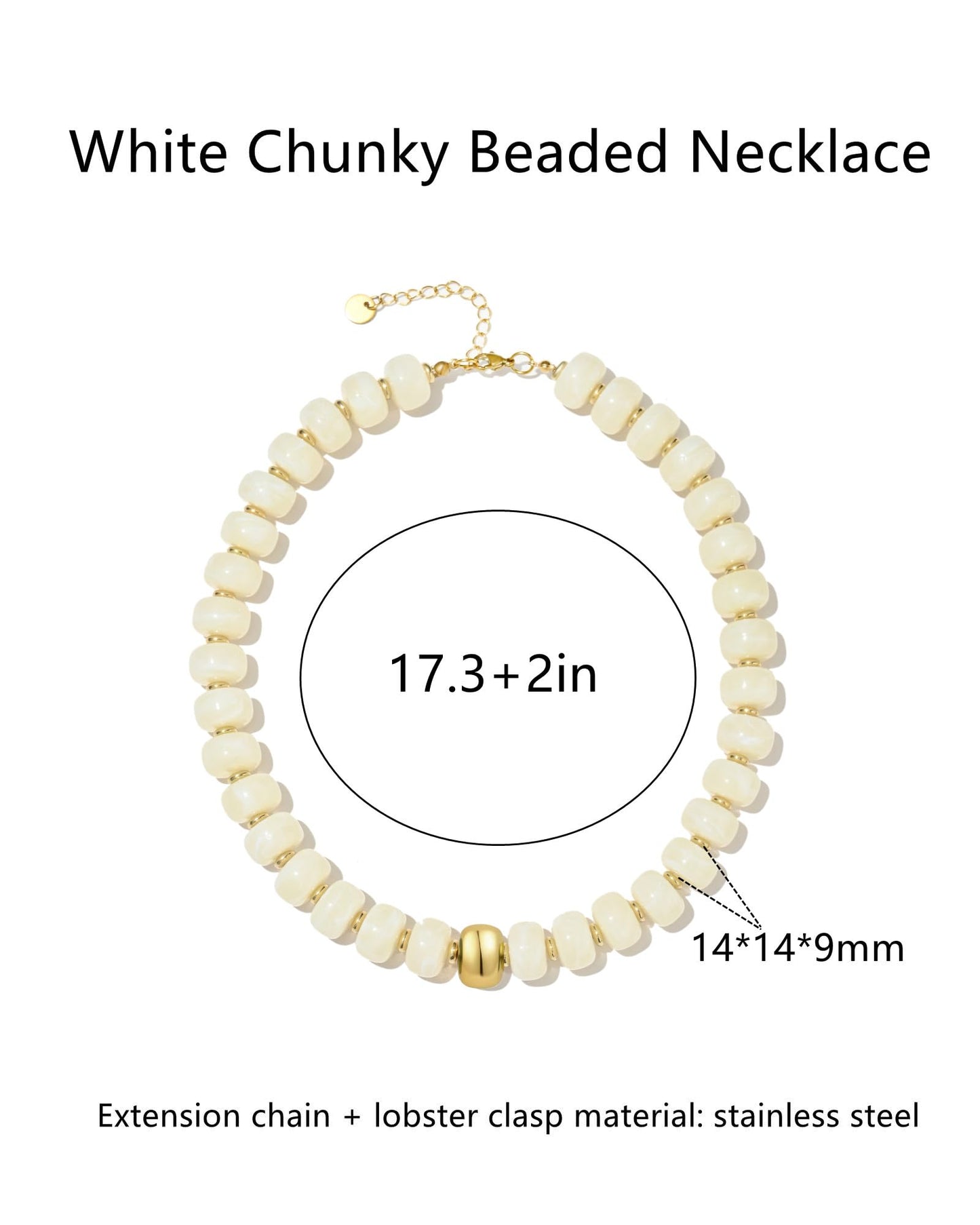 Chunky Beaded Statement Necklace for Women Trendy Colorful Boho Resin Bead Choker Necklaces Summer Handmade Jewelry Gifts Accessories
