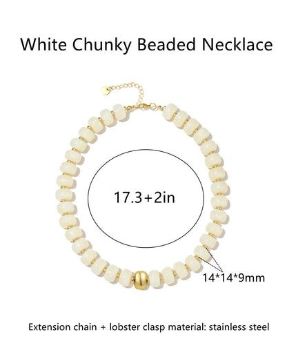 Chunky Beaded Statement Necklace for Women Trendy Colorful Boho Resin Bead Choker Necklaces Summer Handmade Jewelry Gifts Accessories