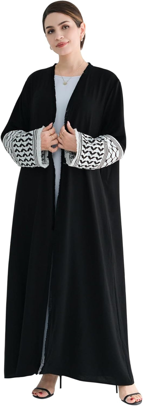 Women Abaya Muslim Prayer Dress Embroidered Sleeves Cardigan Kaftan Islamic Dubai Robe Casual Modest Abaya Dress