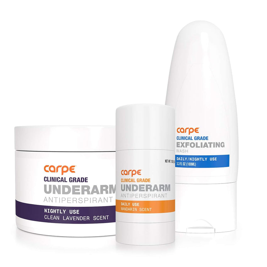 Carpe Clinical Grade Underarm Regimen - Combat sweat, Block excessive sweating and Help control hyperhidrosis with a Premium 3-step Sweat Protection System. - Fresh Linen Scent