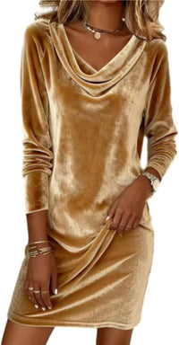 OSCORP Women’s Velvet Cowl Neck Mini Dress – Long Sleeve Party Cocktail Dress for Fall Winter 2025