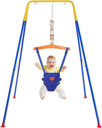 Baby Jumper with Stand, Toddler Swing Set forIndoor/Outdoor Play, Jumper for Baby 6-24 Months,Baby Jumpers and Bouncers with Adjustable Chain,Easy to Assemble & Store