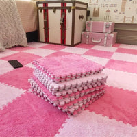 7DAY'S 40pcs 30x30cm DIY Nordic Floor Mat Splicing Carpet Plush Velvet Bedroom Rooms Pink Mat Puzzle Plush Mats Interlocking Carpet Tiles for Commercial and Home