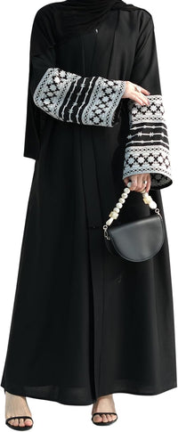 Women Abaya Muslim Prayer Dress Embroidered Sleeves Cardigan Kaftan Islamic Dubai Robe Casual Modest Abaya Dress