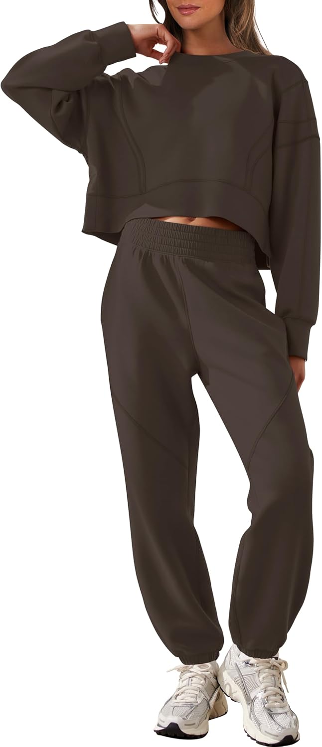 ANRABESS Womens 2 Piece Outfits Lounge Sets Cropped Sweatshirt Joggers Fashion Sweatsuit Sweat Set 2025 Winter Travel Outfits