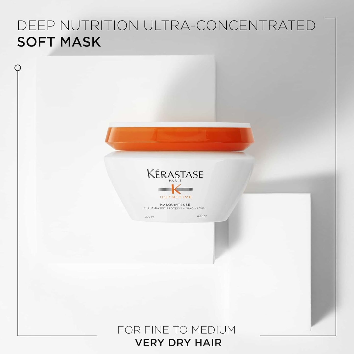 Kerastase Nutritive Masquintense Mask For Fine to Medium Dry Hair - Deeply Nourishes & Conditions, With Plant-Based Proteins & Niacinamide, 6.8 Fl Oz