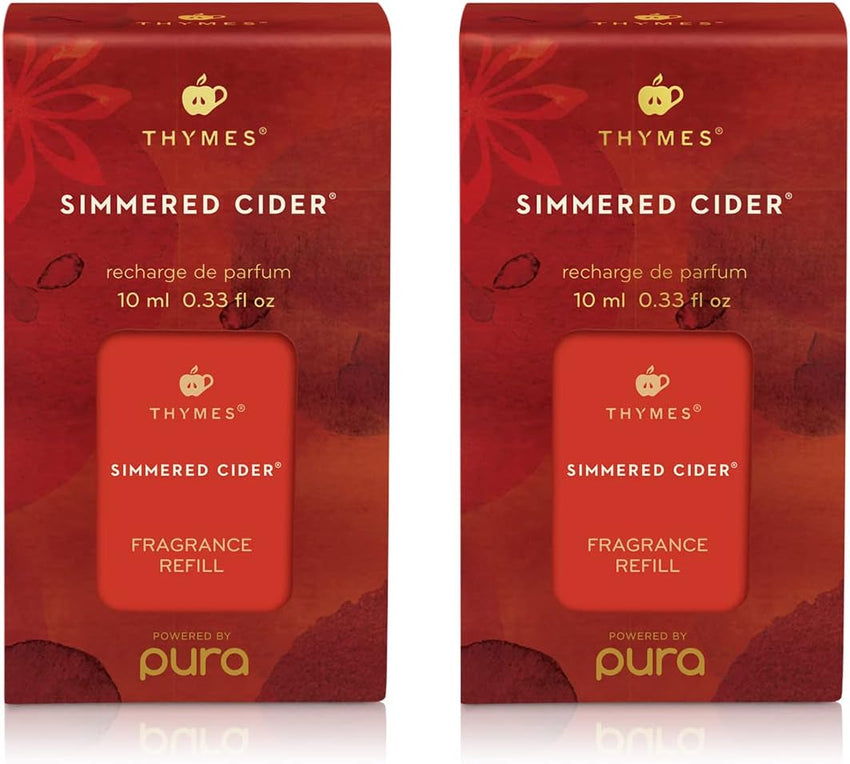 Thymes Pura Refills – 2 Pack of Oil Diffuser Scents – Long-Lasting Pura Diffuser Refills – Premium Home Fragrance – Notes of Pressed Apple, Clove & Cardamom (Simmered Cider, Pack of 2)