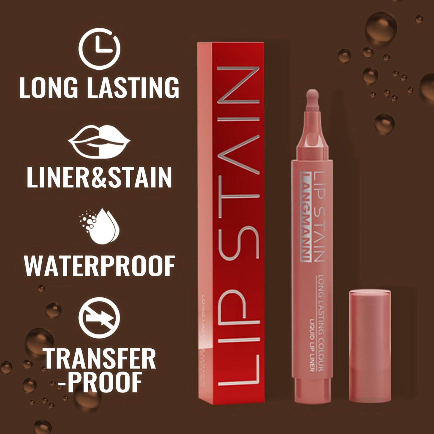 Jolilab 4 Colors Lip Stain Set:Marker Matte Liquid Lip Stain Pen,Highly Pigmented,Long-Lasting,Lip Liner Lip Contour Multi-Use.(#01+02+03+04)