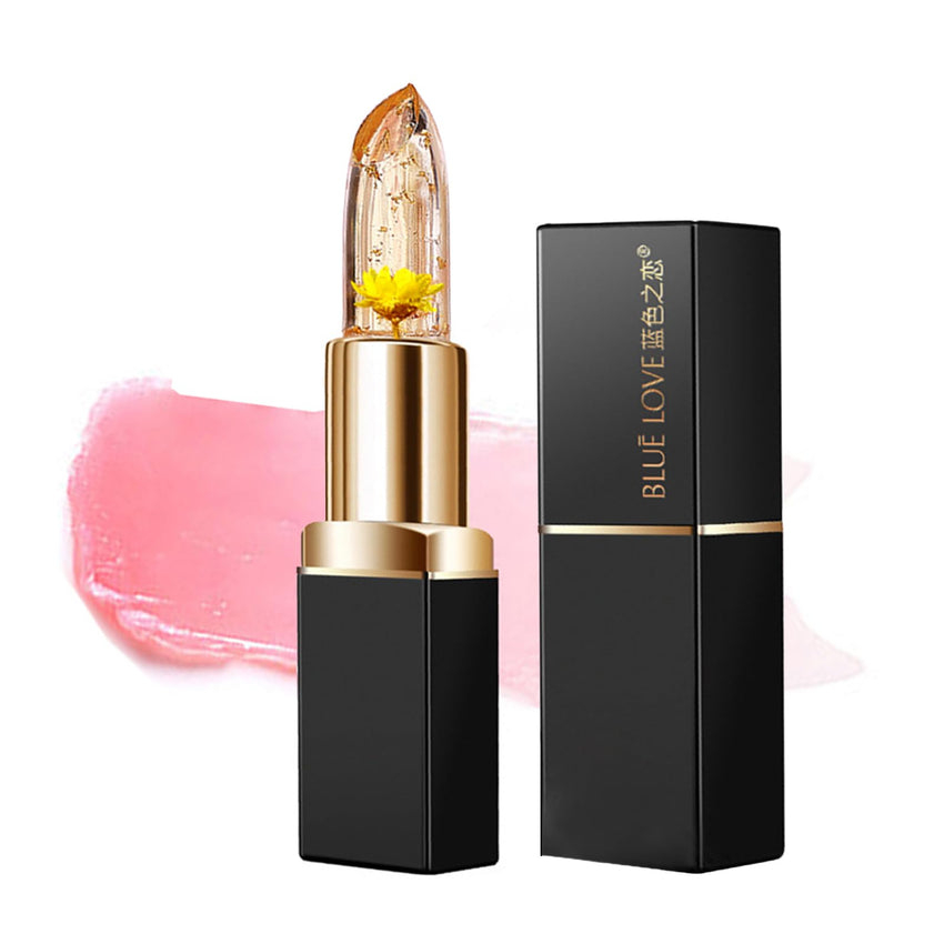 BLUE LOVE Color Changing Flower Lipstick - Hydrating Jelly Lip Balm with Flower Inside, Long-Lasting Moisturizer & Nourishing Lip Gloss for a Beautiful, Customizable Look (Blue)