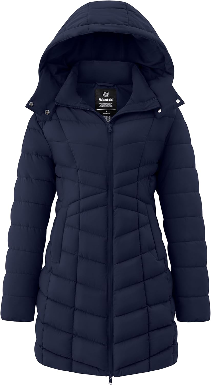 wantdo Women's Puffer Jacket Warm Padded Winter Coat Long Quilted Jacket (Available in Plus Size)