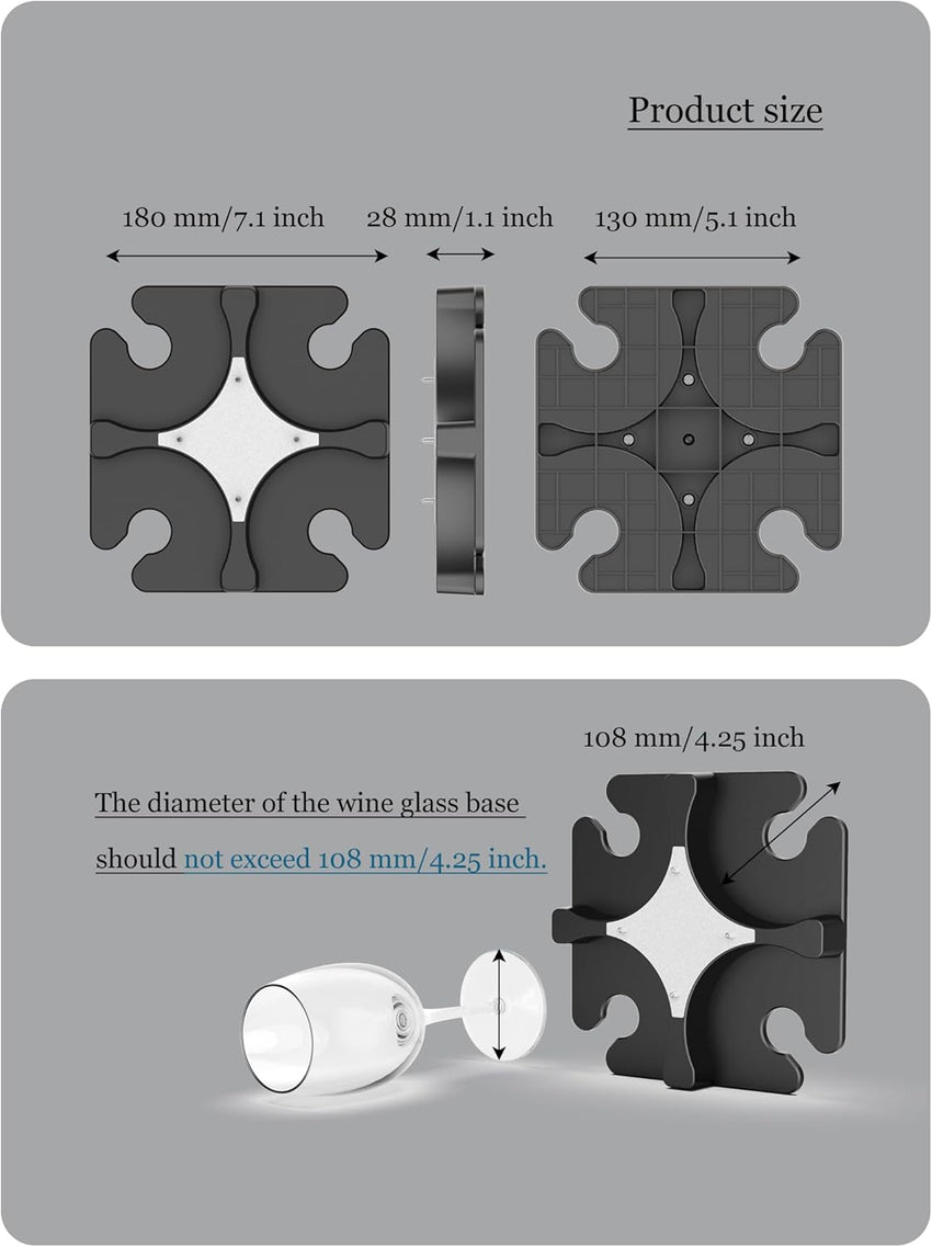 NOTMBESTM Wine Glass Holder Under Cabinet, Wine Glass Rack Fit for Storing wine glasses Under Shelf, Table, Desk, Bar Counter, Stemware Rack Fixed by Screw or Adhesive (Black)