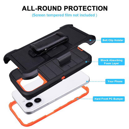 for Phone Case iPhone 14 Pro Max Case Black with Belt Clip Heavy Duty Holster for Shockproof Cases,3 Layers of Sturdy,Military Grade Defender Cover for iPhone 14 Pro Max Cases Black 6.7 Inch