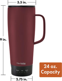 Nextmug Ultra - Temperature-Controlled, Self-Heating Travel Mug (Burgundy - 24 oz.)