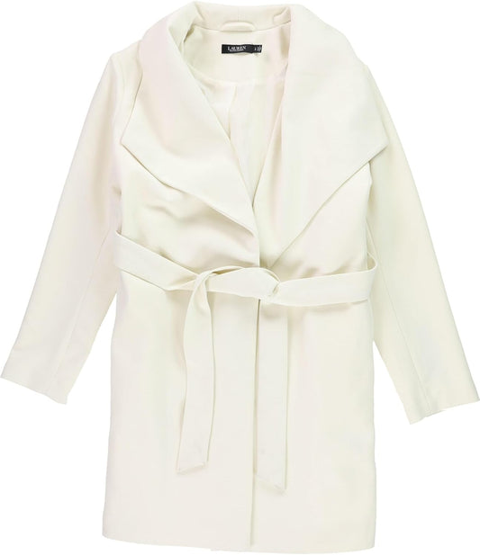 Ralph Lauren Womens Solid Belted Crepe Jacket, Black, Medium