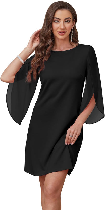 RUMIA Womens Cocktail Dresses Flutter Sleeve Wedding Guest Dresses for Women 2025 Trendy