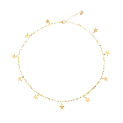 S.J JEWELRY Women Simple Delicate Full Moon 14K Gold Plated/Rose Gold/Silver Plated Layered Pendant Handmade Star Chokers Necklaces