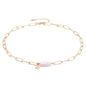 Aobei Pearl 18K Gold Plated Paperclip Chain Choker Satellite Chain Freshwater Cultured Biwa Pearl Pendant Necklace Dainty Turquoise Jewelry for Women