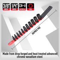 SEDY 11-Piece E-Torx Socket Set - Star Sockets Set with Socket Rail, External Torx Socket with Organizer, External Socket-Set, E4 E5 E6 E7 E8 E10 E12 E14 E16 E18 E20 Reverse Sockets Set