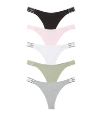 Victoria's Secret PINK Women's Cotton Logo Thong Underwear, Panties for Women, Multi Pack (XS-XXL)