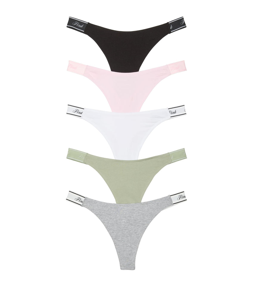 Victoria's Secret PINK Women's Cotton Logo Thong Underwear, Panties for Women, Multi Pack (XS-XXL)