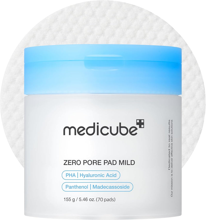 medicube Toner Pads Zero Pore Pad 2.0 | Dual-Textured Facial Pad for Exfoliation and Pore Care with 4.5% AHA Lactic Acid, 0.45% BHA Salicylic Acid | Ideal for All, Korean Skin Care, 70 Pads (1 Pack)