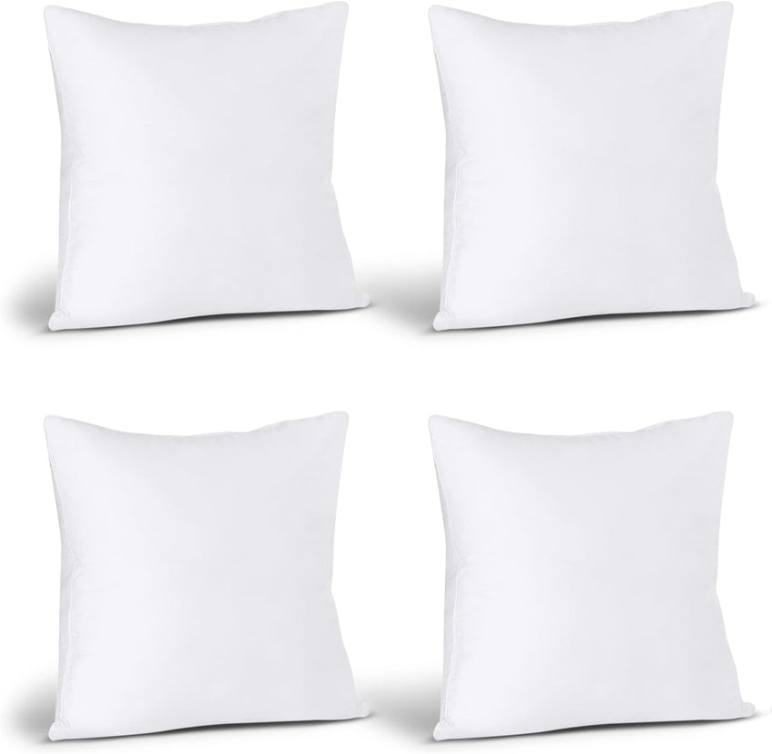 Utopia Bedding Throw Pillows (Set of 4, White), 18 x 18 Inches Pillows for Sofa, Bed and Couch Decorative Stuffer Pillow