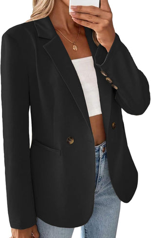 Mina Self 2025 Fall Women Casual Blazers - Long Sleeve Full-Lined Lightweight Slim Business Fashion Work Jacket Pocket
