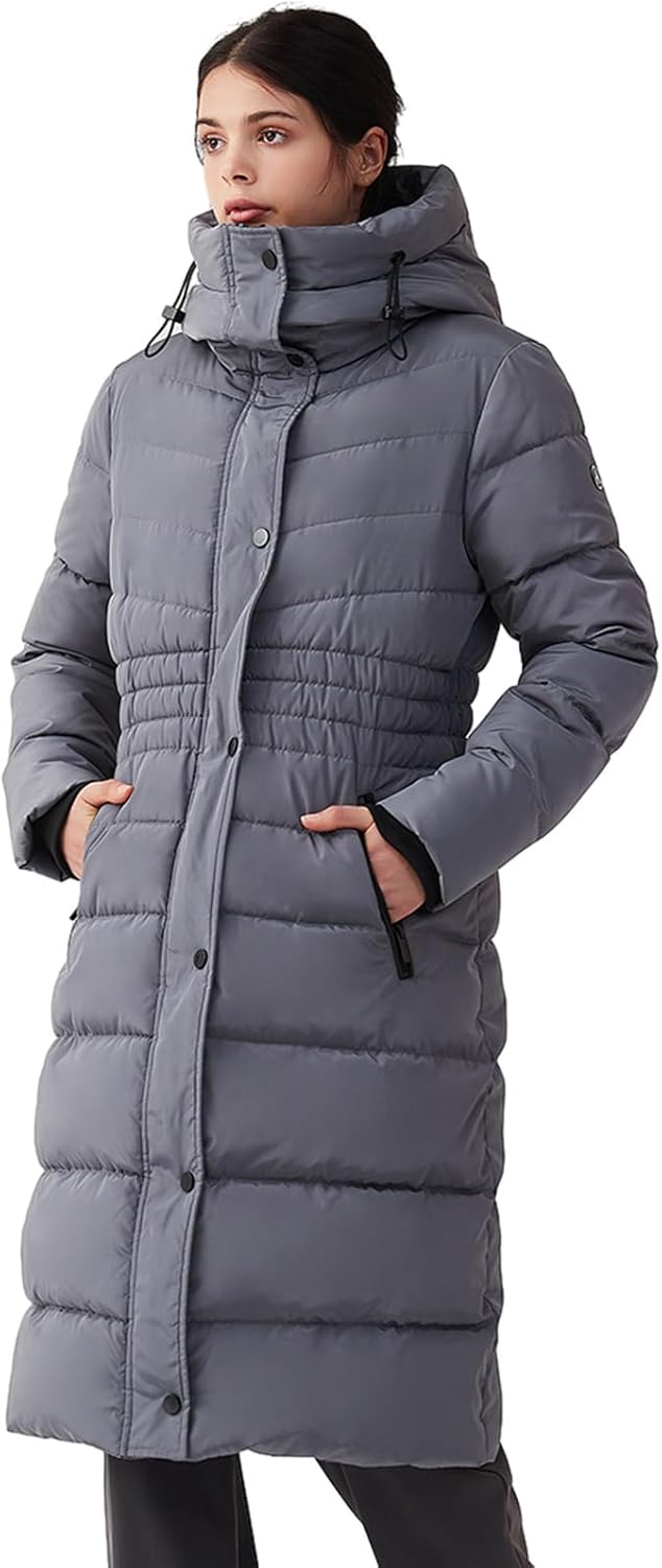 IKAZZ Women's Winter Coats, Thickened Warm Insulated Vegan Down Long Parka Jacket with Hood