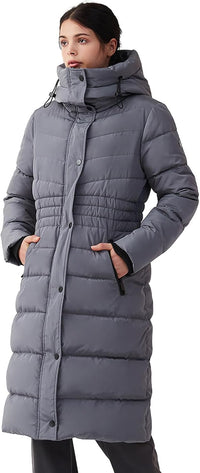 IKAZZ Women's Winter Coats, Thickened Warm Insulated Vegan Down Long Parka Jacket with Hood