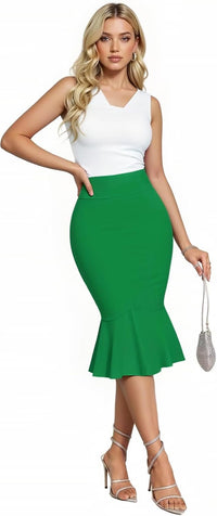 Hybrid & Company Women's Techno/Scuba Stretchy Office Pencil Skirt Made in USA