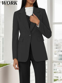Mina Self 2025 Fall Women's Blazer Classic-Fitted Notched Lapel One-Button Front Work Business Suit Jackets with Pockets