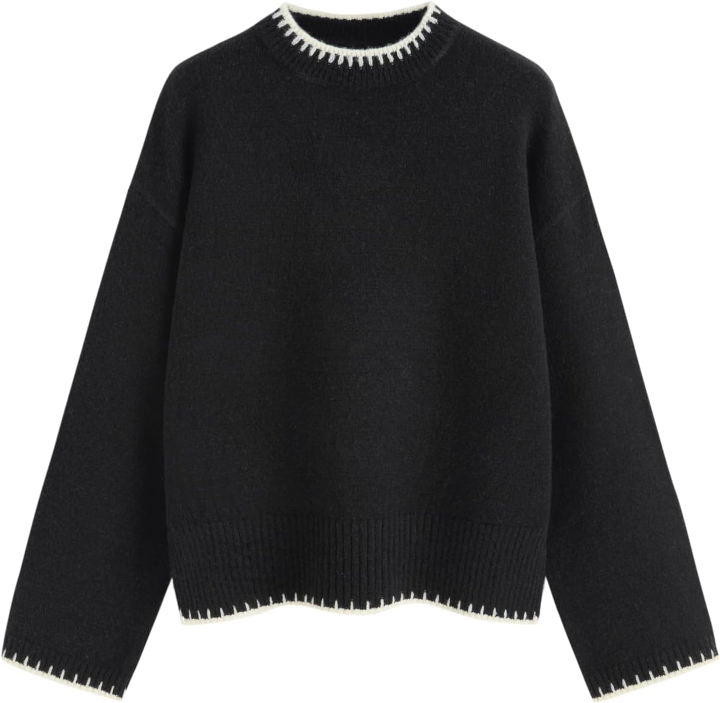 CIDER Womens Sweater Long Sleeve Split Hem Color Block Crew Neck Tops Fall Outfits