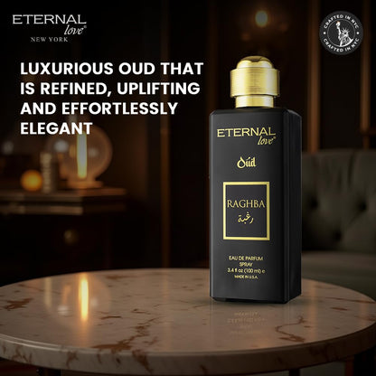 Eternal Love Amber Oud - Long Lasting Unisex Eau de Parfum - Warm Woody Oriental Fragrance with Oud & Amber - Dubai Inspired Arabic Scent - 3.4oz