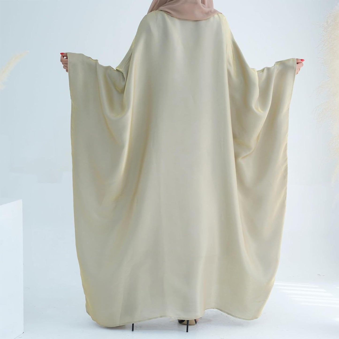 Dubai Bat Sleeve Dress Shiny Robe for Women Muslim 1pc Abaya Eid Prayer Clothes Soft Dubai Travel Party Dress Maxi Abaya
