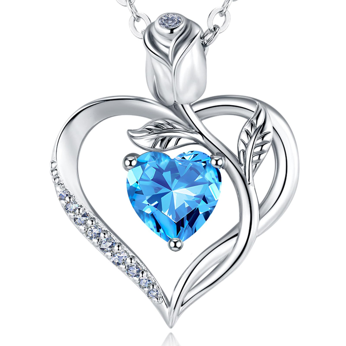 Women's Heart Pendant Necklace – 1.2CT Moissanite or Lab-Grown Sapphire, Ruby & Emerald