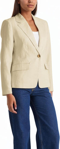 Mina Self 2025 Fall Women's Cropped Blazer - Full-Lined One Button Lightweight Business Casual Trendy Office Jackets Pockets