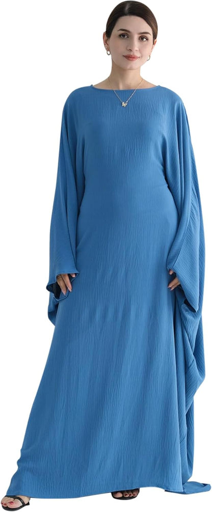 Women Muslim Abaya Dress 1Piece Bat Sleeve Islamic Maxi Robe Fashion Jilbab for Women Eid Kaftan Muslim Robe
