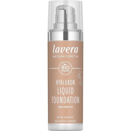 lavera Hyaluron Liquid Foundation - Cool Honey 04 - Foundation Make Up with Hyaluron & Almond Oil for a Flawless Complexion - Face Make Up - PETA Certified - Vegan - Made in Germany - 1 Fl Oz