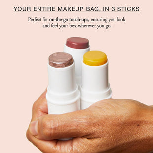 Boomstick Trio ® Color 3 Pack Cream Blush Makeup, Color Blush Stick, Highlighter Stick & Moisturizer for Cheeks, Eyes & Lips, Blendable Vegan Boom Sticks by Cindy Joseph for Older Women, BOOM Beauty
