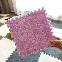 7DAY'S 40pcs 30x30cm DIY Nordic Floor Mat Splicing Carpet Plush Velvet Bedroom Rooms Pink Mat Puzzle Plush Mats Interlocking Carpet Tiles for Commercial and Home