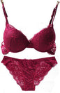 Nanier Women's Solid Lace Push up Bra Set