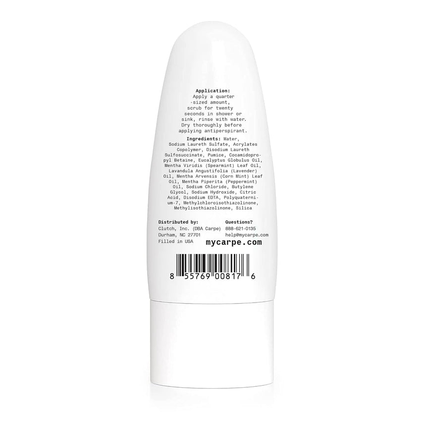 Carpe Exfoliating Underarm Scrub with Odor Protection, Underarm Exfoliator to Improve Deodorant Performance - Energizing Minty Fresh Smell - Armpit Scrub for Women and Men