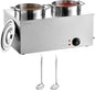 VEVOR Electric Soup Warmer, Dual 7.4QT Stainless Steel Round Pot 86~185°F Adjustable Temp, 1200W Commercial Bain Marie with Anti-Dry Burn and Reset Button, Soup Station for Restaurant, Buffet, Silver