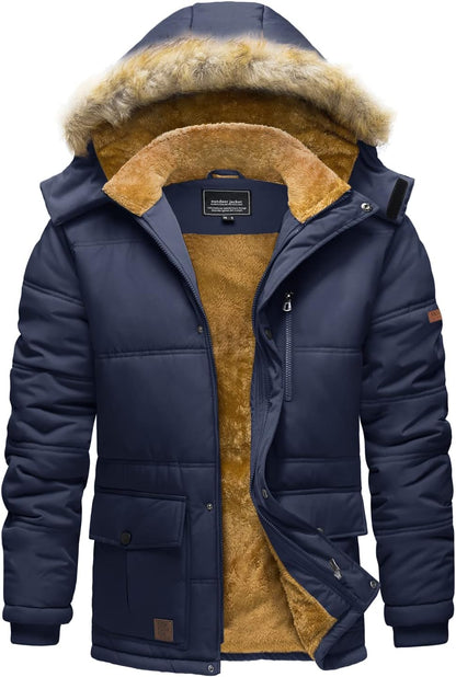 7DAY'S Men's Winter Jacket with Hood Water Repellent Windproof Thicken Parka Winter Coat