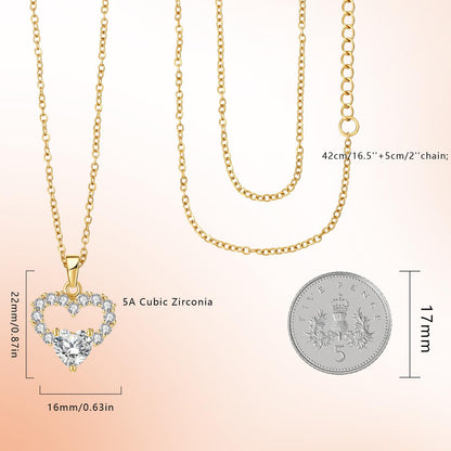 Dainty Gold Necklace for Women, 18K Real Gold Plated Necklace, White Gold Cross Silver Necklace, Cubic Zirconia Necklace, Birthday Gifts for Women Jewelry