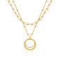 MEVECCO Layered Heart Necklace Pendant Handmade 18k Gold Plated Dainty Gold Choker Arrow Bar Layering Long Necklace for Women
