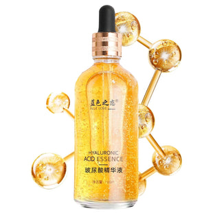 BLUE LOVE 24K Gold Foil Hyaluronic Acid Serum for Women & Man - Anti-Aging Essence for Deep Moisturization and Dark Spot Reduction - Radiant Skin Care Solution, 3.38 fl oz