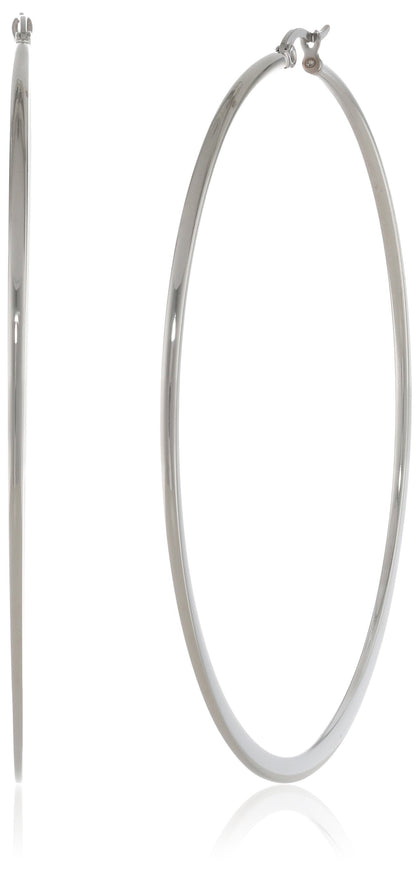 Amazon Essentials Gold Plated or Stainless Steel Flattened Hoop Earrings