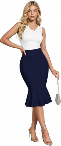 Hybrid & Company Women's Techno/Scuba Stretchy Office Pencil Skirt Made in USA