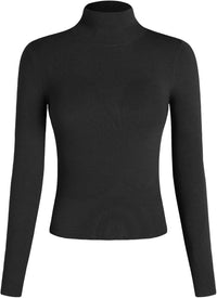 CIDER Mock Turtleneck Tops for Women Ribbed Knit Long Sleeve Slim Fitted Fall Solid Sweater T Shirts